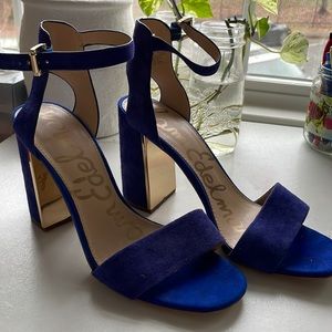 Sam Edelman cobalt blue and gold heels